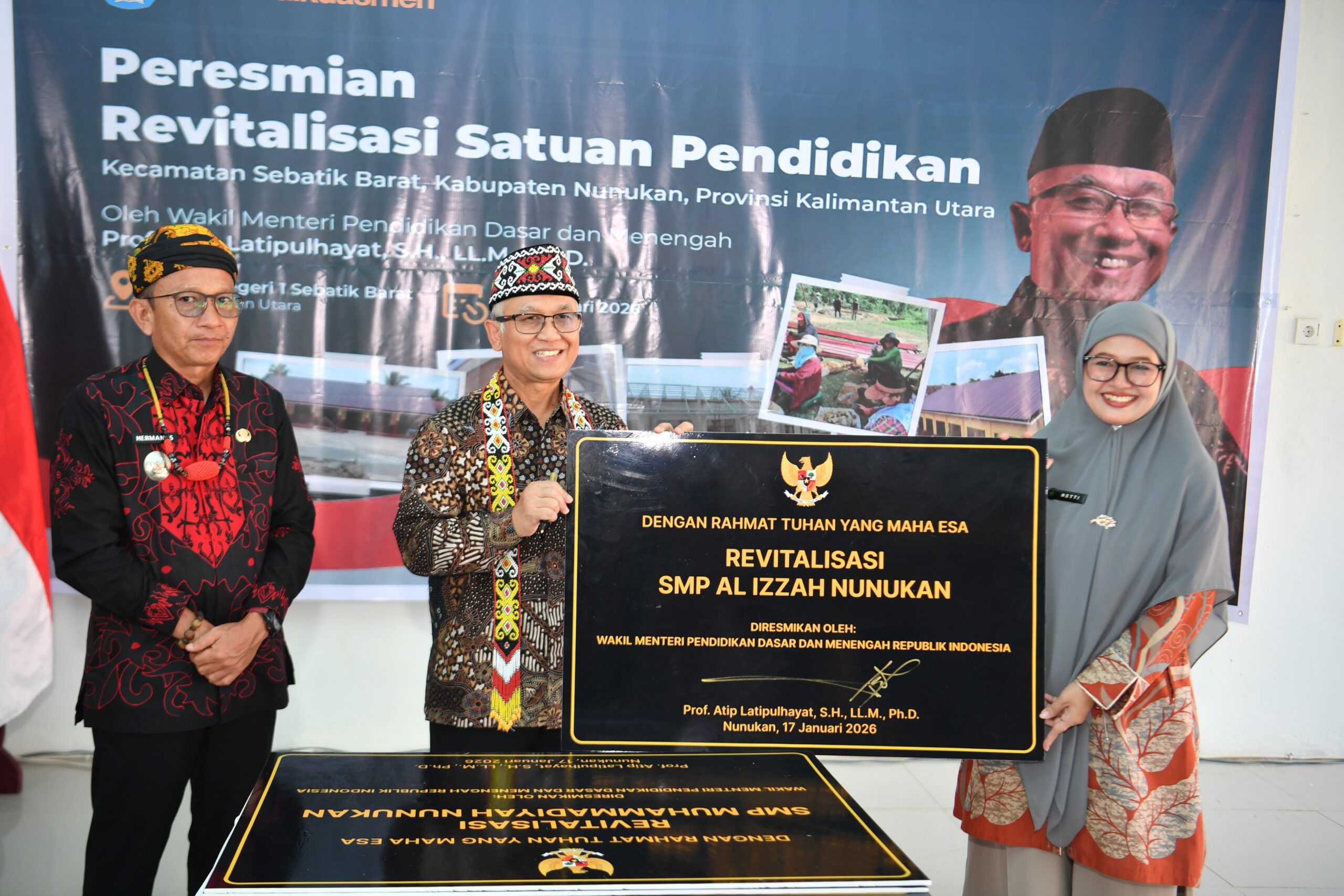 Wamendikdasmen Atip Latipulhayat saat meresmikan 8 sekolah hasil revitalisasi di wilayah perbatasan Nunukan dan Sebatik sebagai upaya pemerataan pendidikan